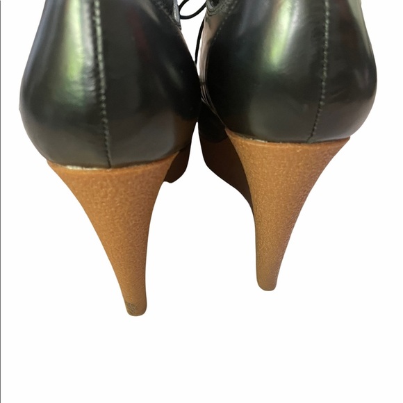 3.1 PHILLIP LIM Black Leather Fur Trim Wedge Platform Pumps Size 10 - Picture 11 of 11